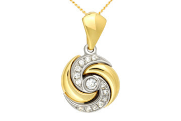7/25 Carat Two Tone Swirled Diamond Pendant With Rope Chain