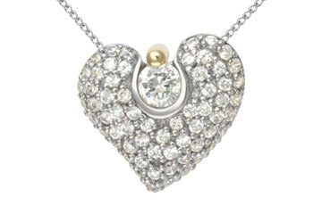 Pendentif coeur clouté de diamants de 1 7/25 carats avec chaîne