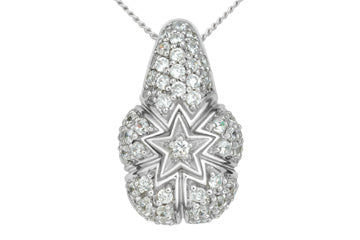 1 29/50 Carat White Gold 14kt Star Diamond Pendant with Chain