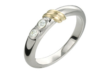 1/10 Carat White & Yellow Gold Diamond Wedding Band