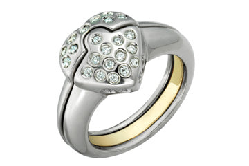 Bague diamant cœur détachable en or jaune et blanc 2/5 carats