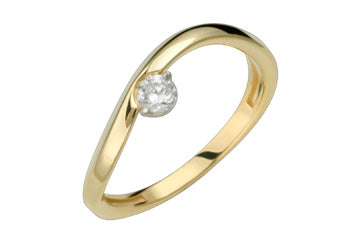 3/25 Carat Two Tone Asymmetrical Solitaire Diamond Ring