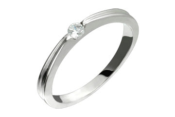 2/25 Carat White Gold 14K Grooved Solitaire Diamond Ring