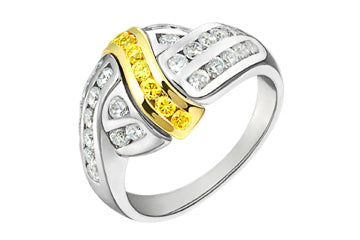 1 2/25 Carat Two-Tone Yellow and White Diamond 14kt Ring