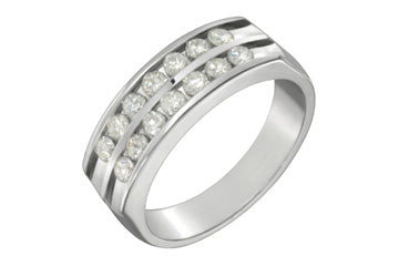 Bague en or blanc à double rangée de diamants 1/2 carat