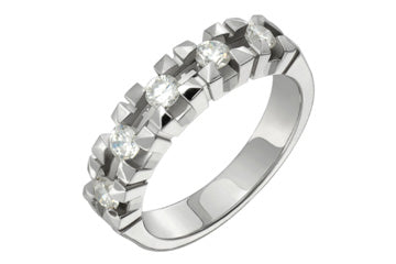 Bague en or blanc diamant 5 pierres 1/2 carat