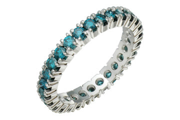 1 Carat Blue Diamond 4-Claw White Gold Eternity Ring