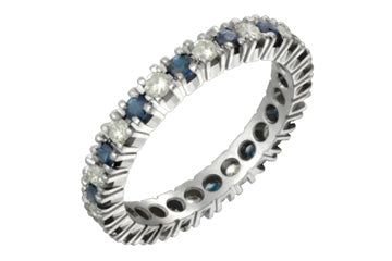 1/2 Carat Diamond & Blue Sapphire White Gold Eternity Ring