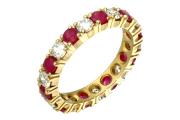 1 Carat Diamond & Ruby Yellow Gold Eternity Ring