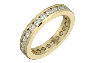 1 1/2 Carat Diamond Yellow Gold Channel Set Eternity Ring