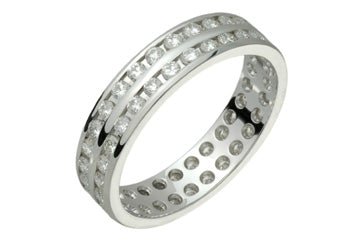 1 1/2 Carat 14kt White Gold Double Row Diamond Eternity Ring