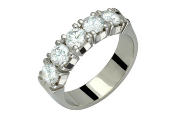 Bague semi-éternité en or blanc 5 pierres avec diamant de 1 1/4 carat