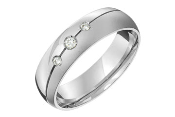 1/10 Carat Yellow Gold 14kt Diamond Wedding Band with Diagonal Engraving