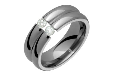 1/5 Carat Double Radius Tension Set Diamond Titanium Ring