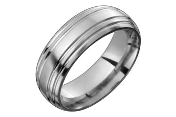 Domed Titanium Ring With Multiple Grooves