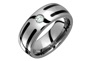 1/10 Carat Diamond Titanium & Black Inlay Ring