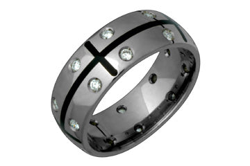 Bague éternité en titane et incrustation noire avec diamant 2/5 carats
