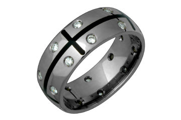 2/5 Carat Diamond Eternity Titanium & Black Inlay Ring