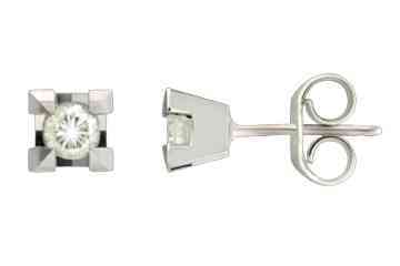 Boucles d'oreilles à tige en or blanc 14 carats et diamants