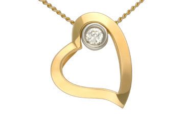 1/10 Carat 14K Two Tone Heart Diamond Pendant With Chain Alain Raphael