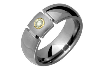 1/10 Carat Collet Set Diamond in Engraved Titanium Ring Alain Raphael