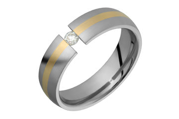 1/10 Carat Diamond Tension Titanium & Yellow Gold Ring Alain Raphael
