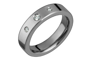 1/10 Carat Flat Comfort Fit Titanium Ring With Three Diamonds Alain Raphael