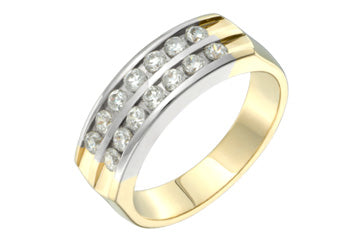 1/2 Carat Yellow & White Gold Double Row Diamond Ring Alain Raphael