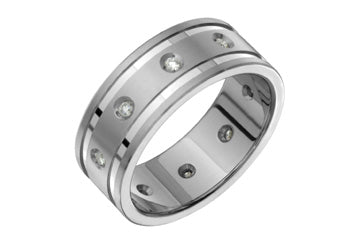 1/5 Carat Diamond Titanium & White Gold 14K Inlay Ring Alain Raphael