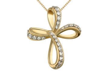 11/25 Carat 14K Yellow Gold Diamond Cross Pendant With Chain Alain Raphael