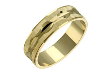 14K Comfort Fit Yellow Gold Machine Designed Wedding Band Alain Raphael