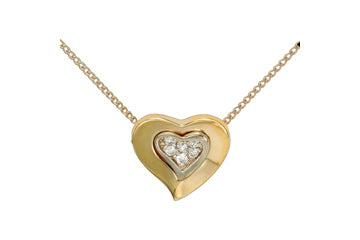 14K Two Tone Gold Diamond Heart Shape Pendant With Chain Alain Raphael