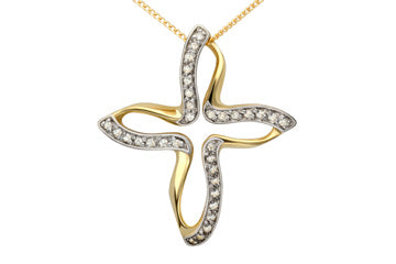 14K Yellow Gold Diamond Cross With Chain Alain Raphael