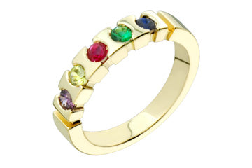 14K Yellow Gold Synthetic Birthstone Family Ring Alain Raphael