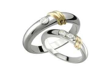 14K Yellow & White Gold Diamond His & Hers Rings Alain Raphael