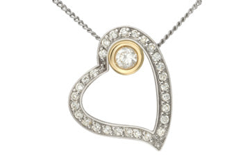 19/50 Carat Modern 14K Diamond Heart Pendant With Chain Alain Raphael