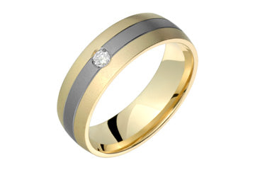 2/25 Carat Diamond Titanium & 14K Yellow Gold Ring Alain Raphael