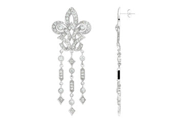 2 57/100 Carat White Gold 14kt Dangling Diamond Earrings Alain Raphael