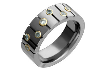 23/100 Carat Diamond Engraved Titanium Ring Alain Raphael