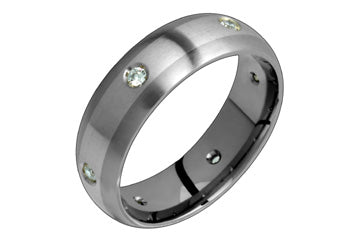 3/20 Carat Diamond Titanium & 14K White Gold Inlay Ring Alain Raphael