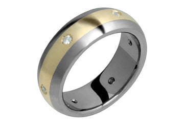 3/20 Carat Diamond Titanium & Yellow Gold Inlay Ring Alain Raphael