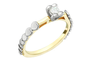 3/20 Carat Diamond Two-Tone Heart Carved Ring Alain Raphael
