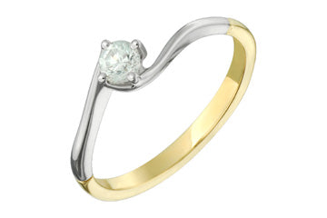 3/20 Carat Solitaire Yellow & White Gold Diamond Ring Alain Raphael