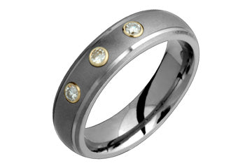 3/20 Carat Titanuim and Gold Ring with Three Diamonds Alain Raphael