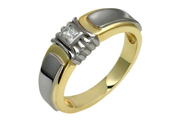 3/20 Carat Yellow & White Gold Princess Cut Diamond Ring Alain Raphael