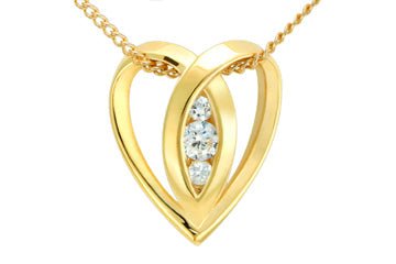 3/25 Carat 14K Three Diamond Heart Pendant With Chain Alain Raphael