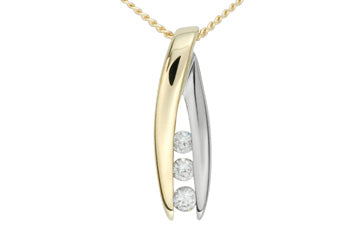 3/25 Carat Elegant Three Stone Diamond Pendant With Chain Alain Raphael