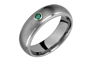 3/25 Carat Green Diamond Set in Gold Collet Titanium Ring Alain Raphael