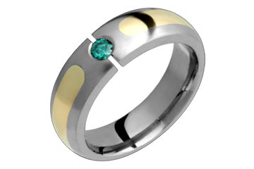 3/25 Carat Green Diamond Titanium & 14K Yellow Gold Alain Raphael