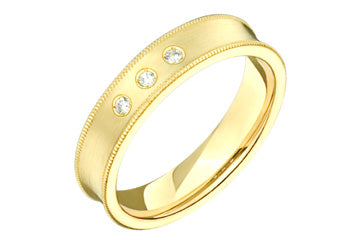 3/50 Carat Yellow Gold 14kt Concaved Diamond Wedding Band Alain Raphael